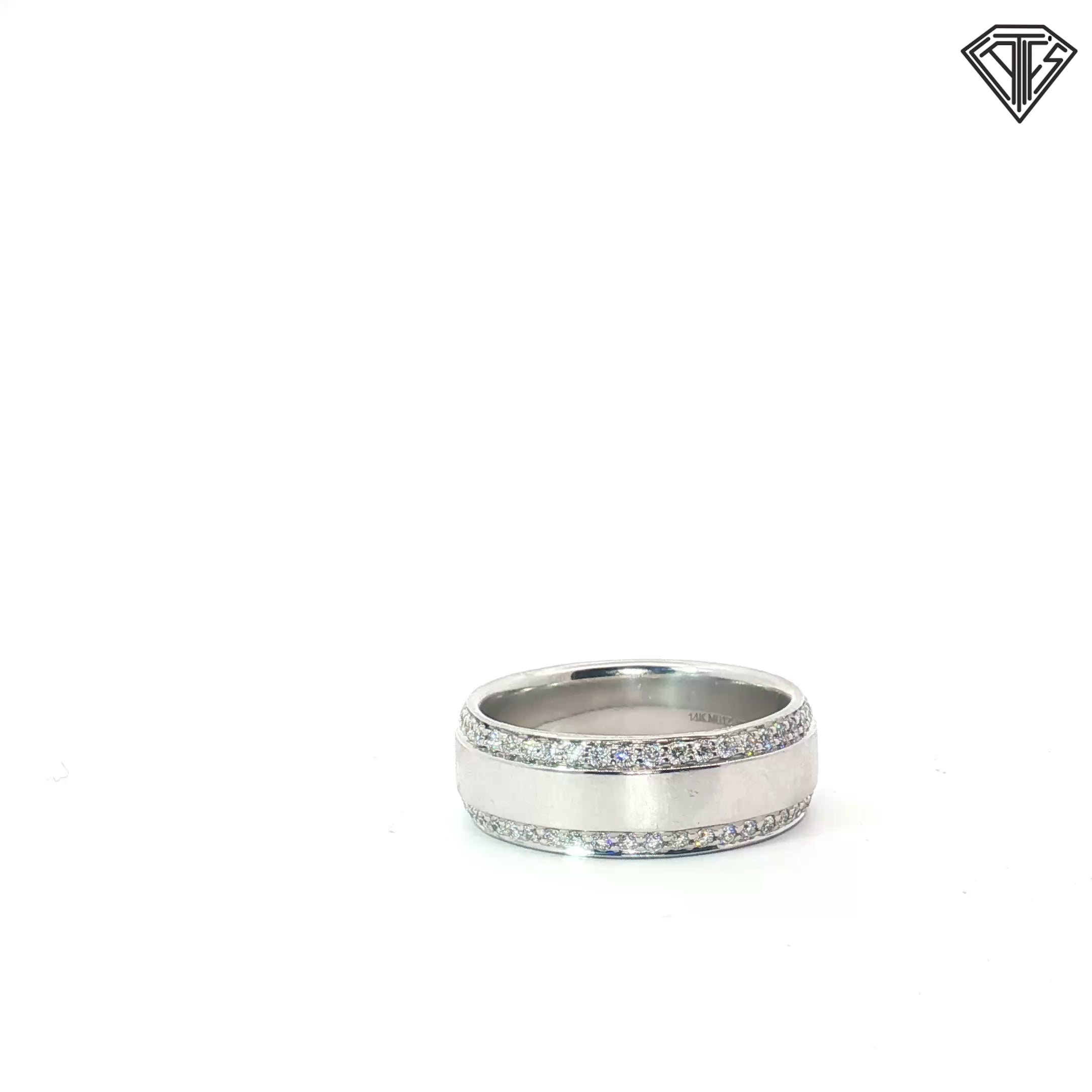 14k White Gold 1.00ct G VS2 Round Diamond Designer (Daussi) Men Wedding Band Size 8.5