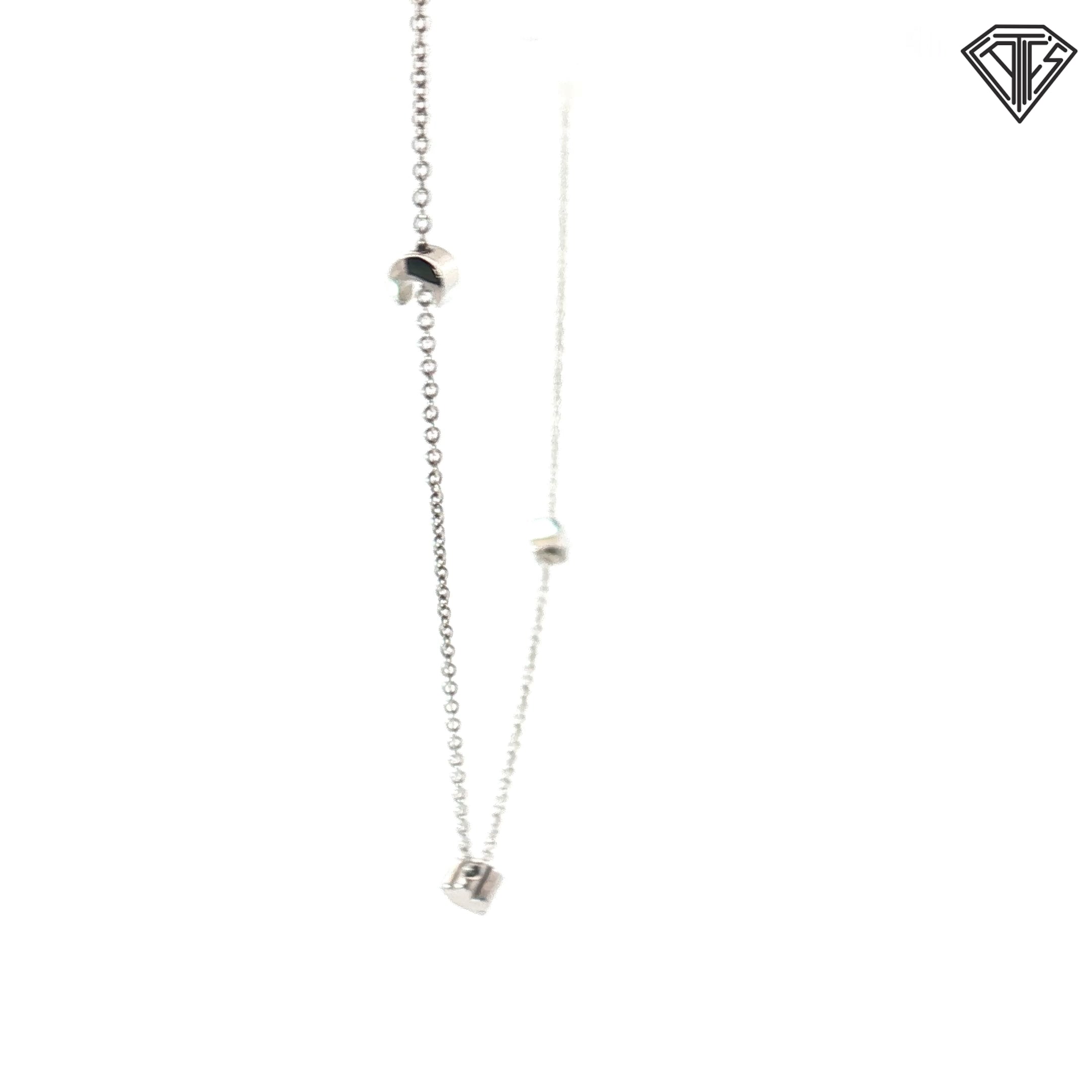 18k White Gold Moon and Flower Charm Necklace 7.4 gram