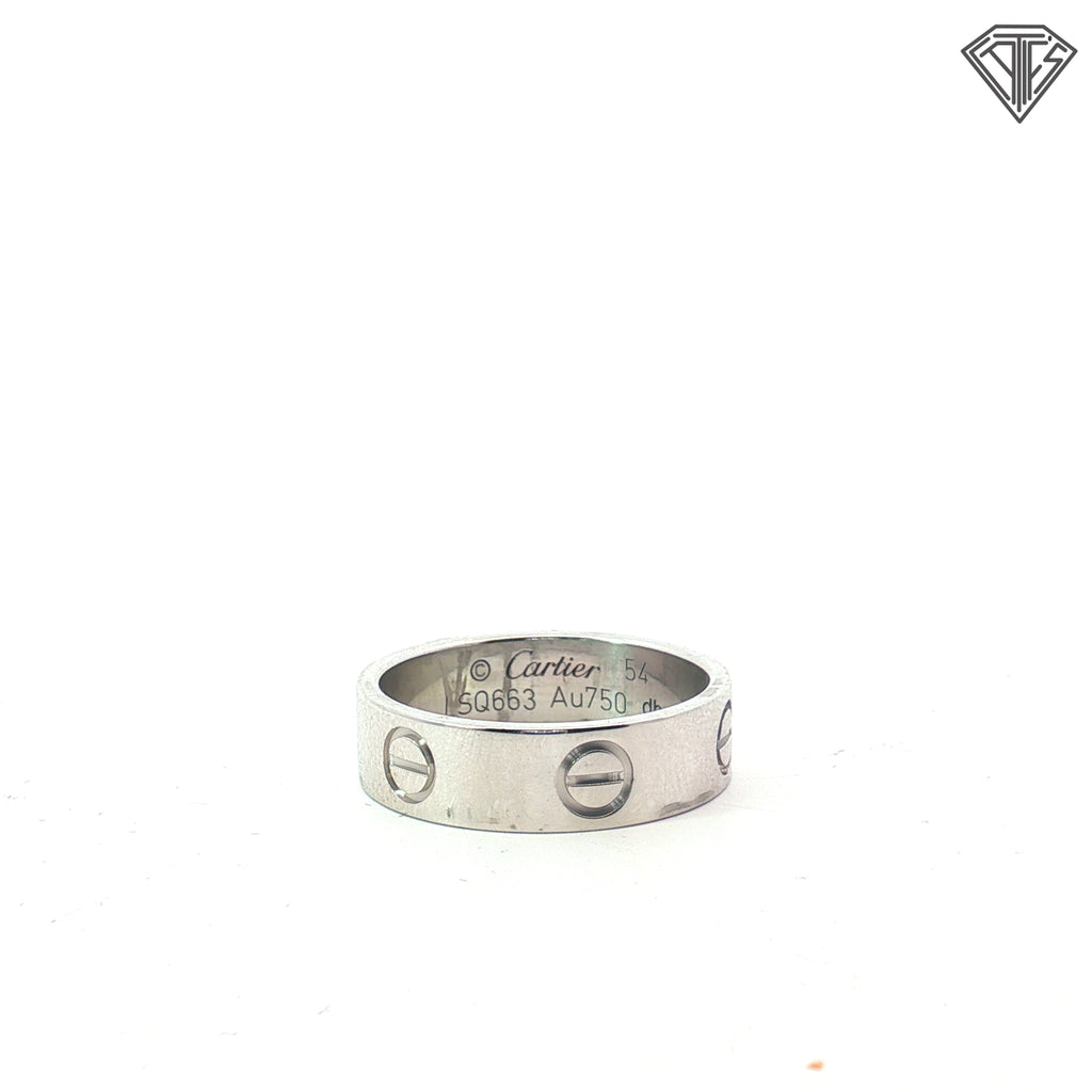 Pre-Owed 18k White Gold Cartier Love Ring Size 7