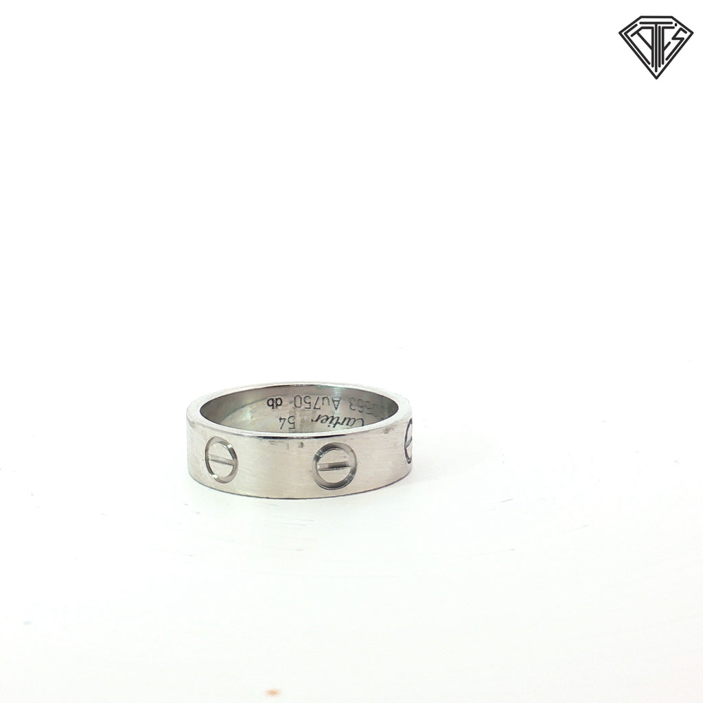 Pre-Owed 18k White Gold Cartier Love Ring Size 7