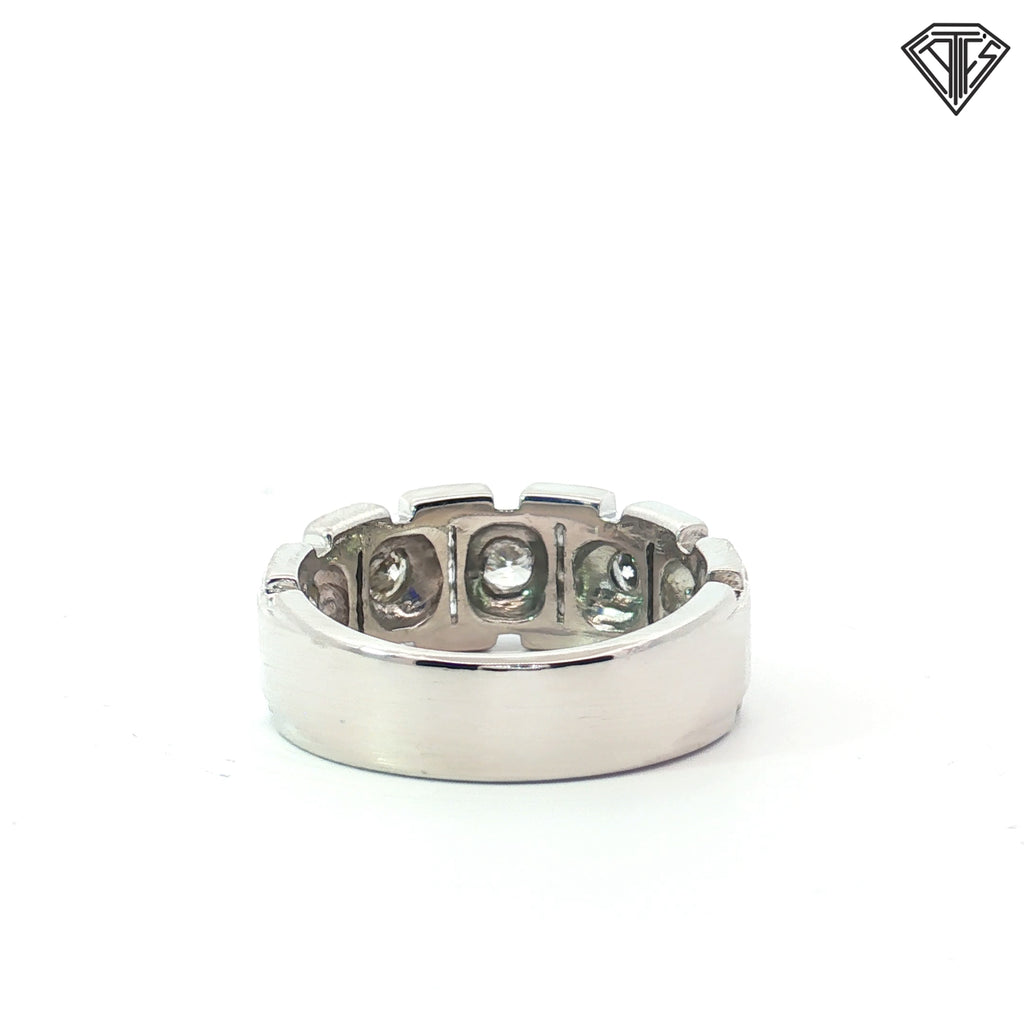 14k White Gold 1.30ct G VS2 Round Diamond Men Ring Size 8.5