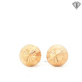 18k Yellow Gold Domed 1/2 Ball Diamond Cut Stud Earrings .90 gram