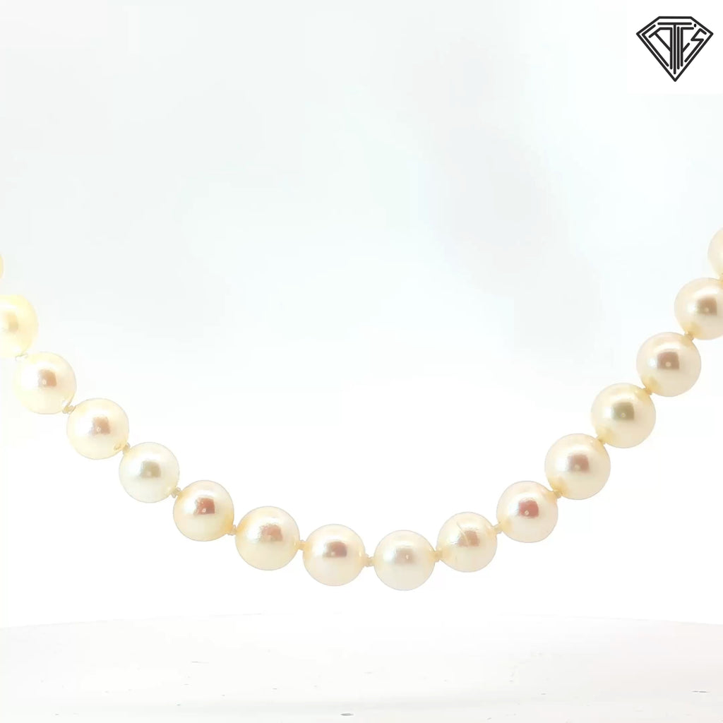 Saltwater Bead Cultured Pearls/ Light Cream Color/ 6.87 mm to 8.15 mm / 36" inch Certified By GIA # 1232852399