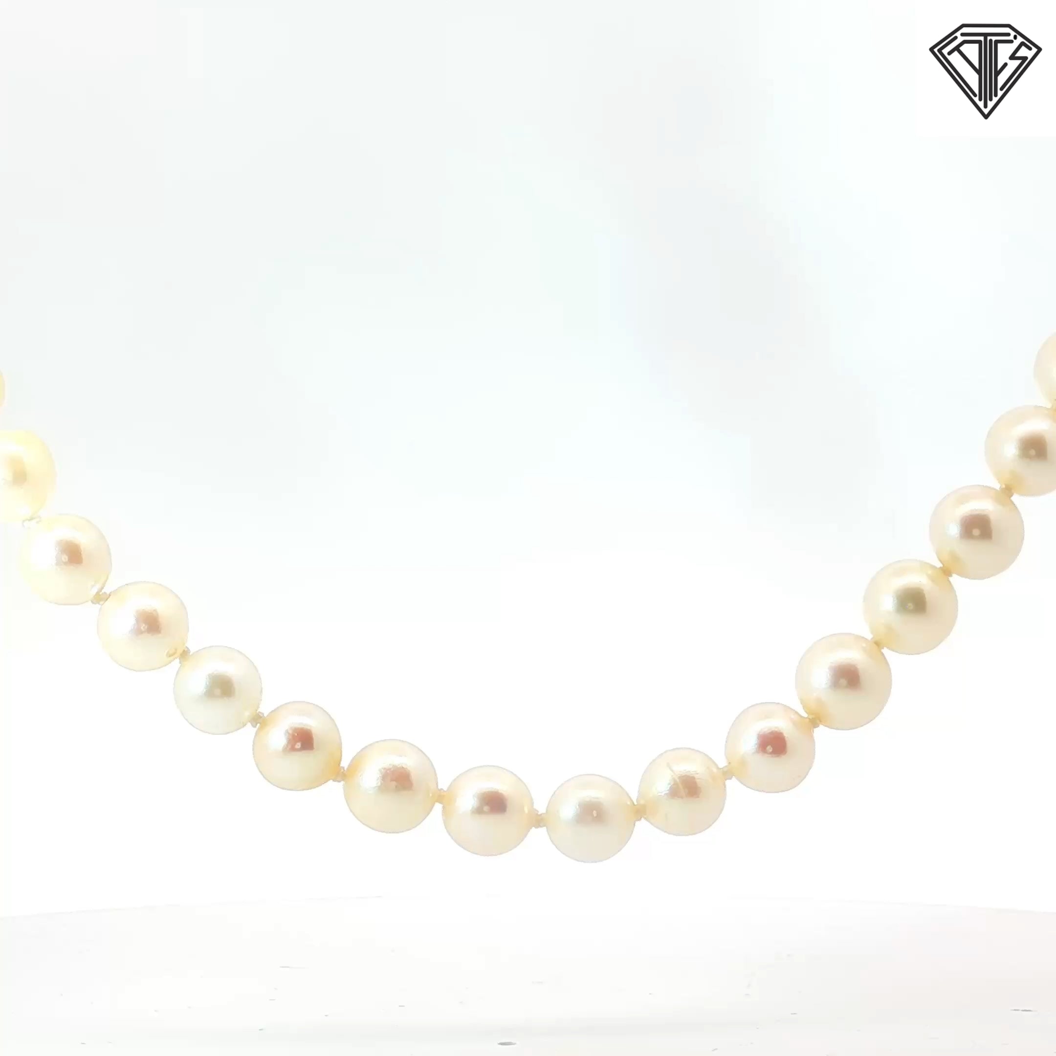 Saltwater Bead Cultured Pearls/ Light Cream Color/ 6.87 mm to 8.15 mm / 36" inch Certified By GIA # 1232852399
