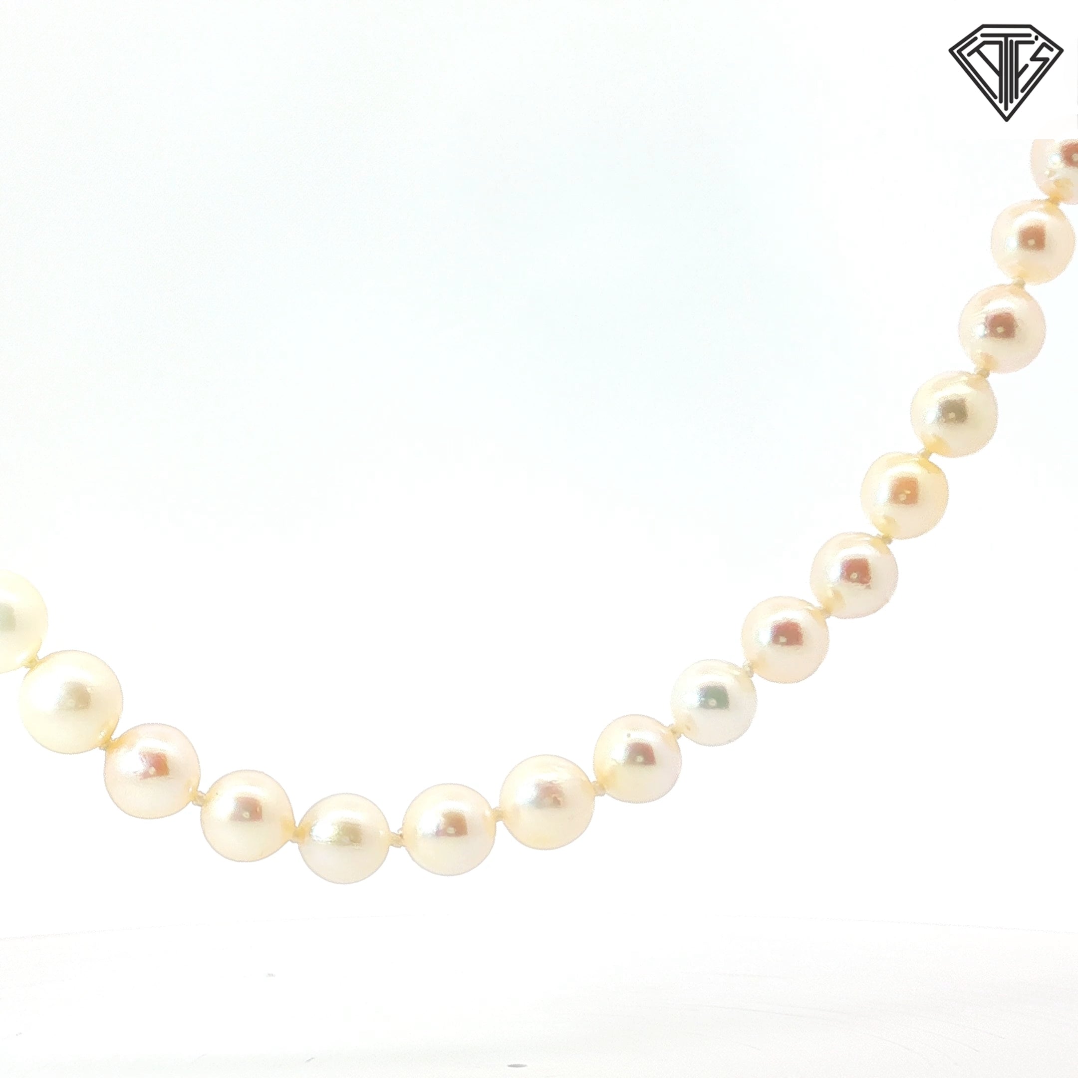 Saltwater Bead Cultured Pearls/ Light Cream Color/ 6.87 mm to 8.15 mm / 36" inch Certified By GIA # 1232852399