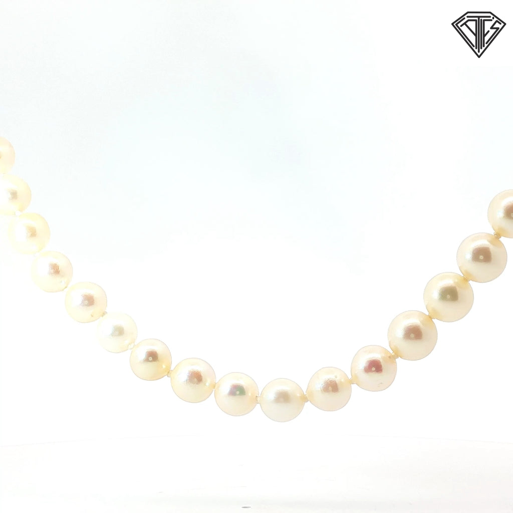 Saltwater Bead Cultured Pearls/ Light Cream Color/ 6.87 mm to 8.15 mm / 36" inch Certified By GIA # 1232852399