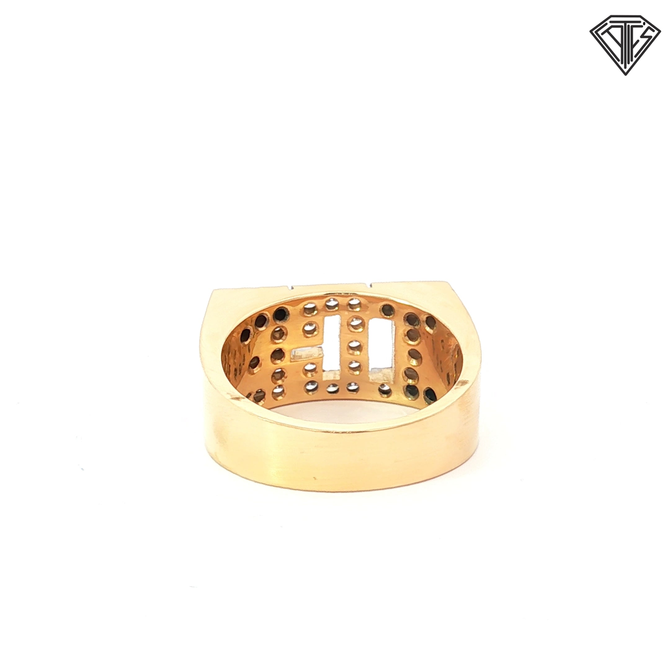 14k Two Tone 1.00ct G SI1 Round Diamond I C E Monogram Block Letters Men Ring Size 10