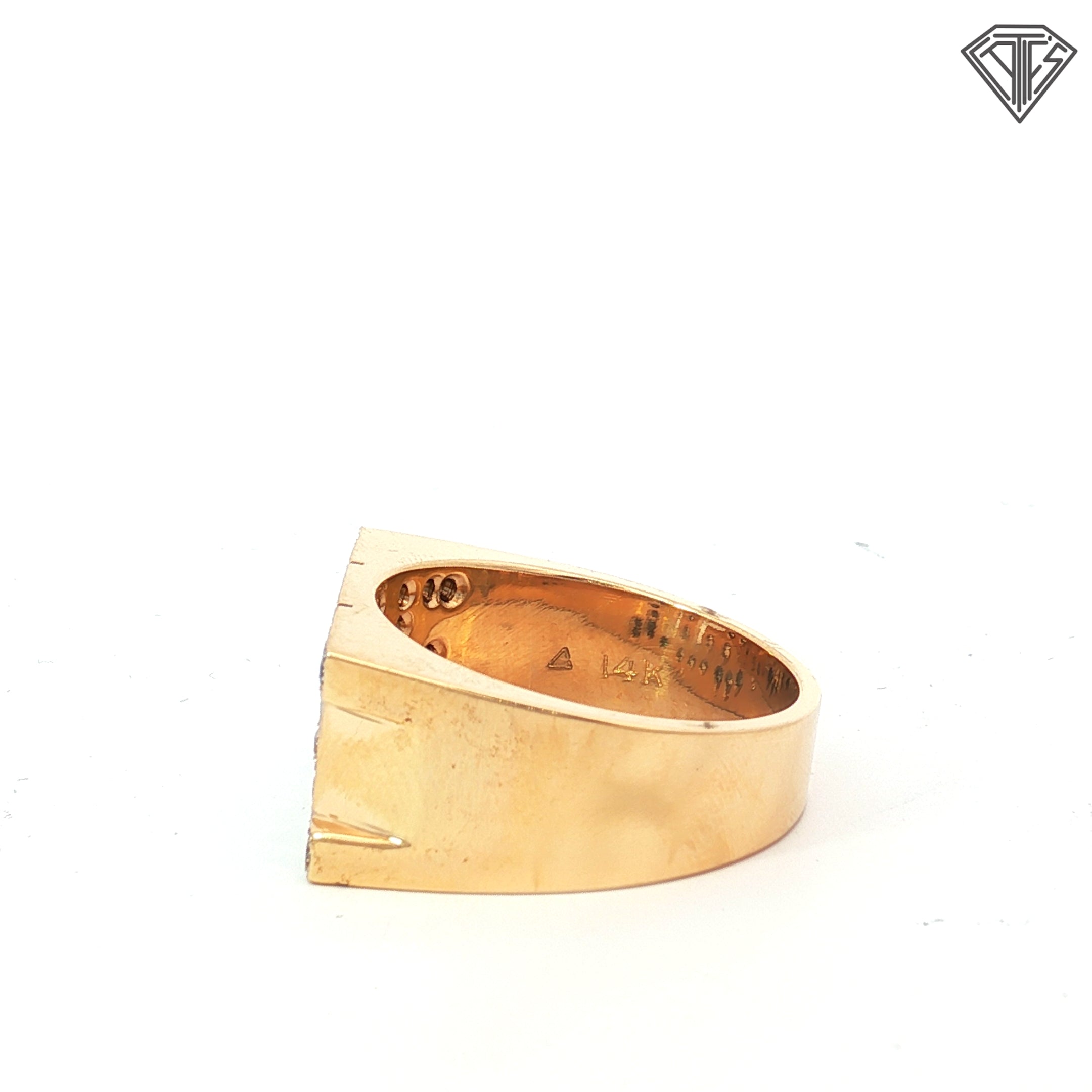 14k Two Tone 1.00ct G SI1 Round Diamond I C E Monogram Block Letters Men Ring Size 10