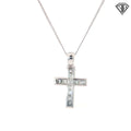 18k White Gold .60ct G VS2 princess Diamond cross/ 14k White Gold Necklace .90 gram 16"inch