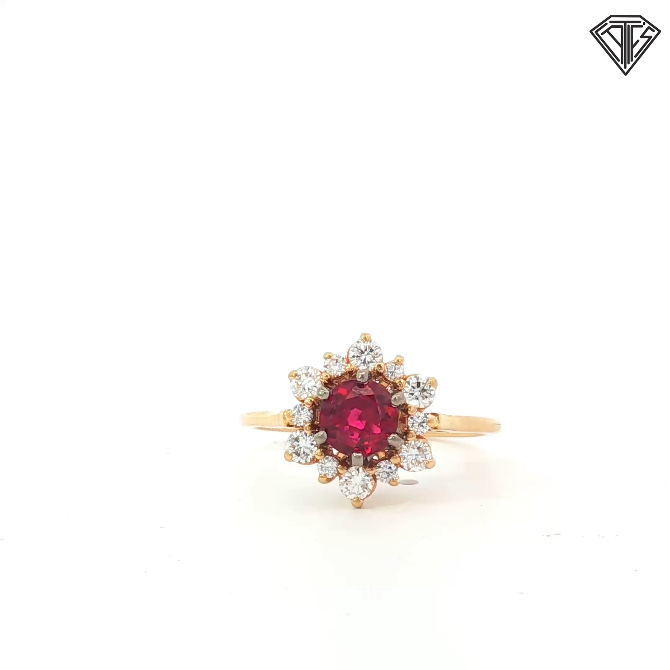 14k Yellow Gold .30ct E VS1 Round Diamond / .60ct Round Ruby AAAA Ring Size 6