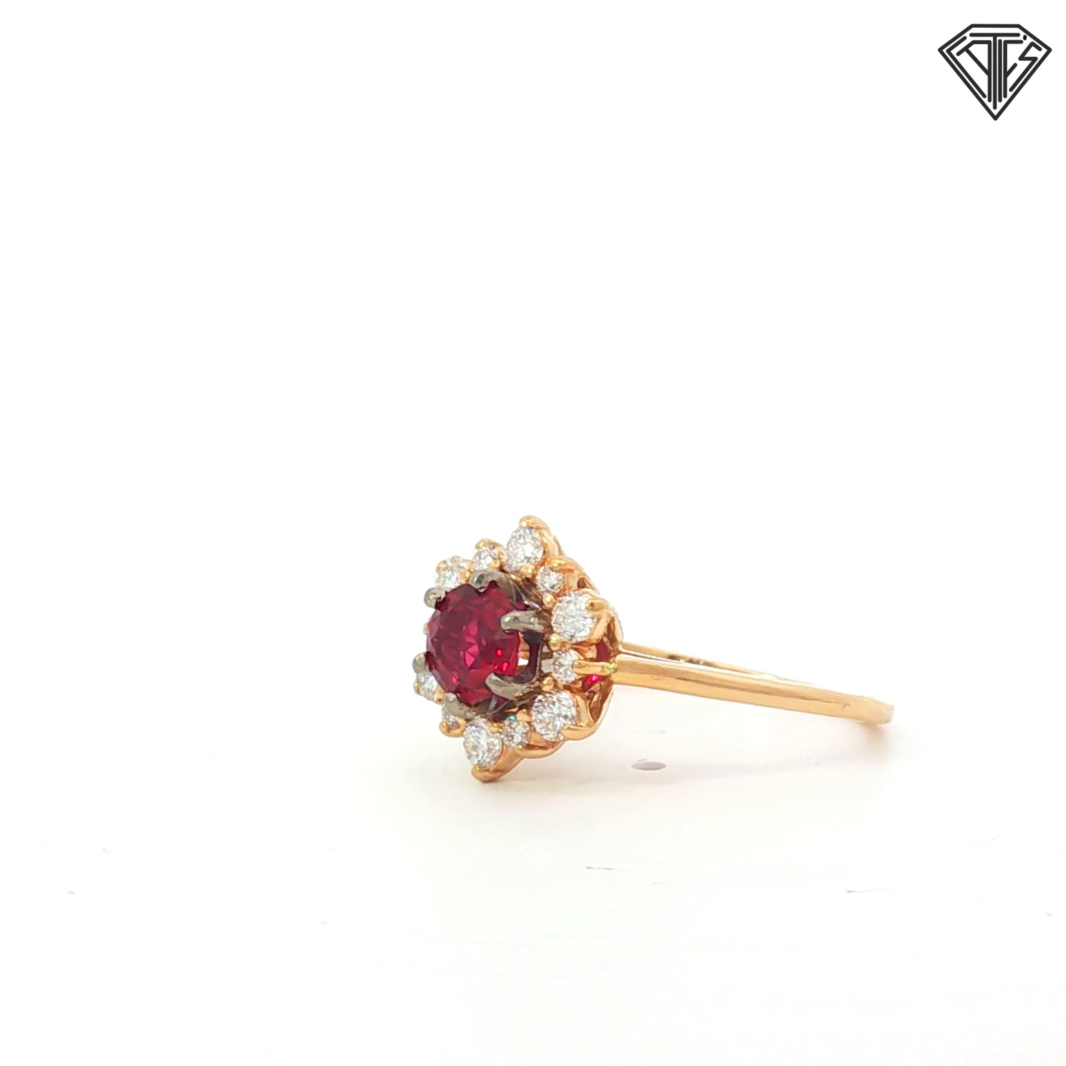14k Yellow Gold .30ct E VS1 Round Diamond / .60ct Round Ruby AAAA Ring Size 6