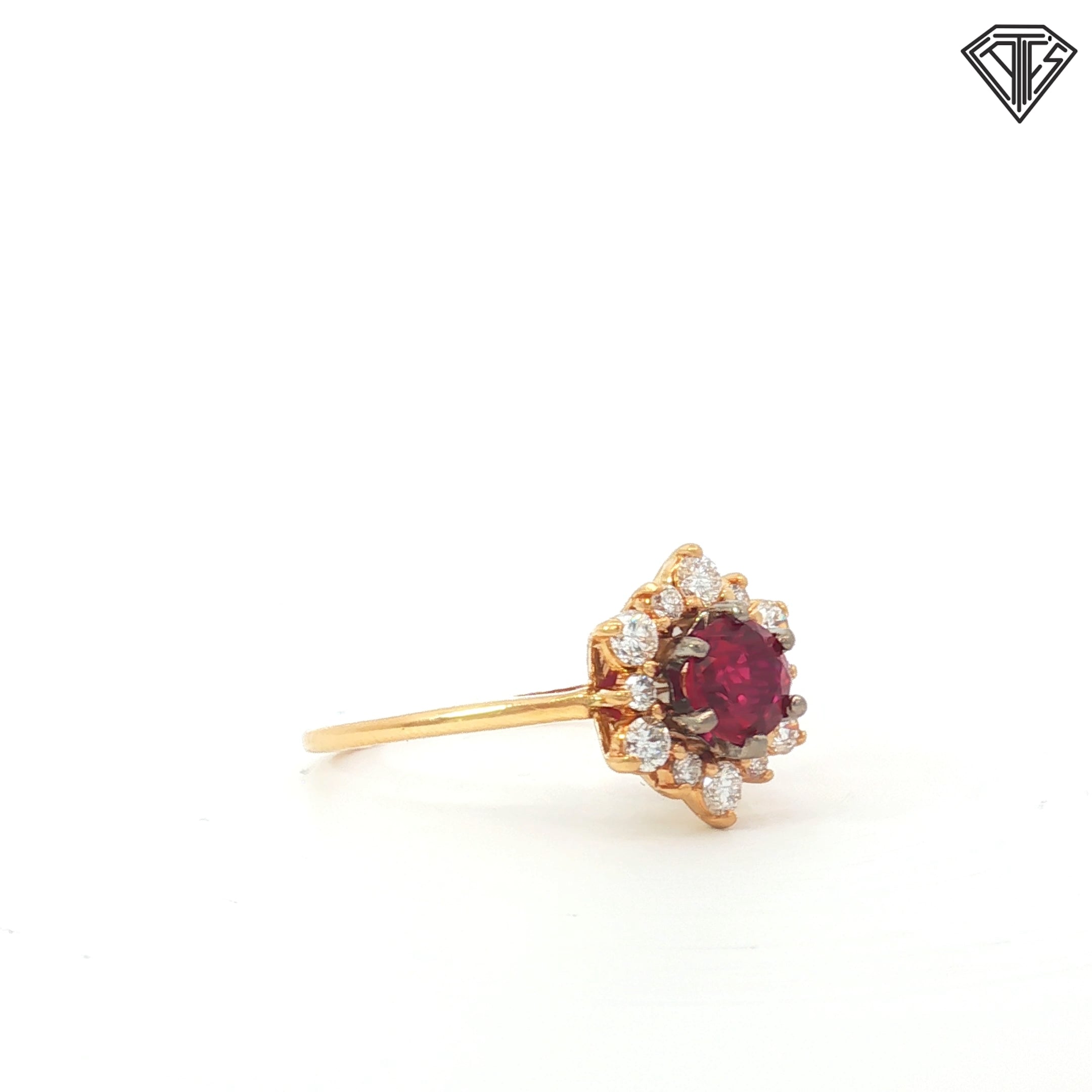 14k Yellow Gold .30ct E VS1 Round Diamond / .60ct Round Ruby AAAA Ring Size 6