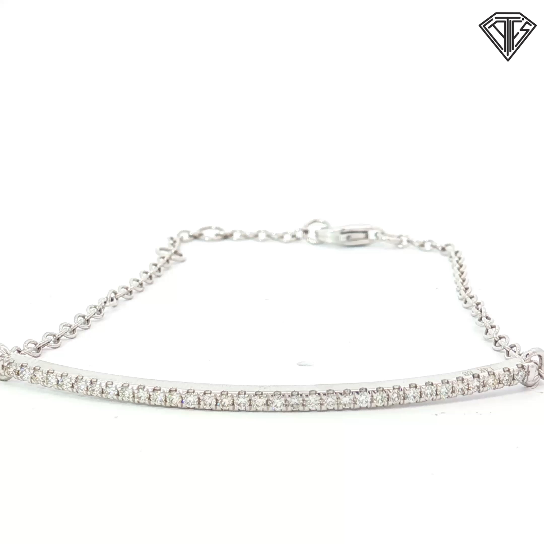 14k White Gold .30ct G SI1 Round Diamond Bar Bracelet