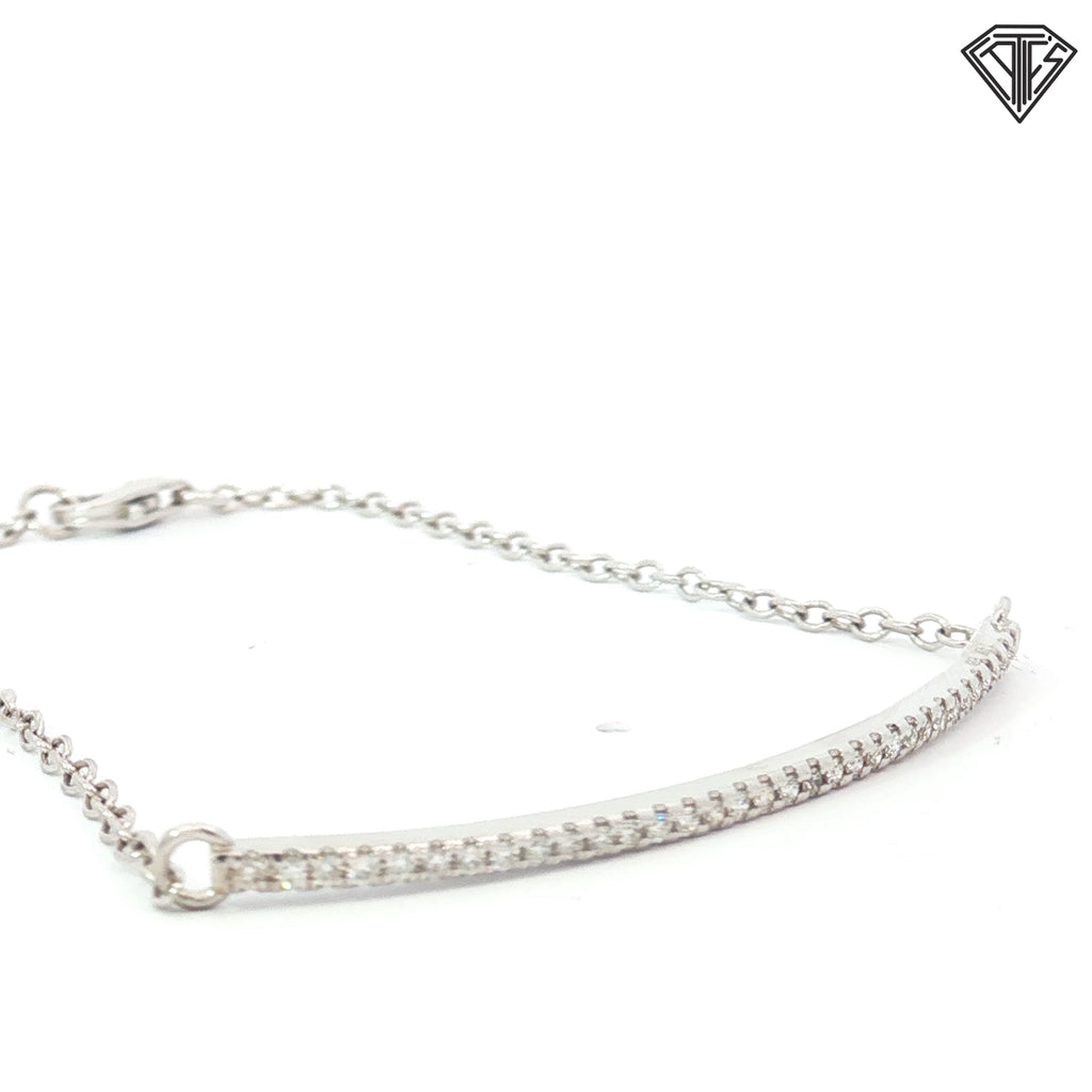 14k White Gold .30ct G SI1 Round Diamond Bar Bracelet