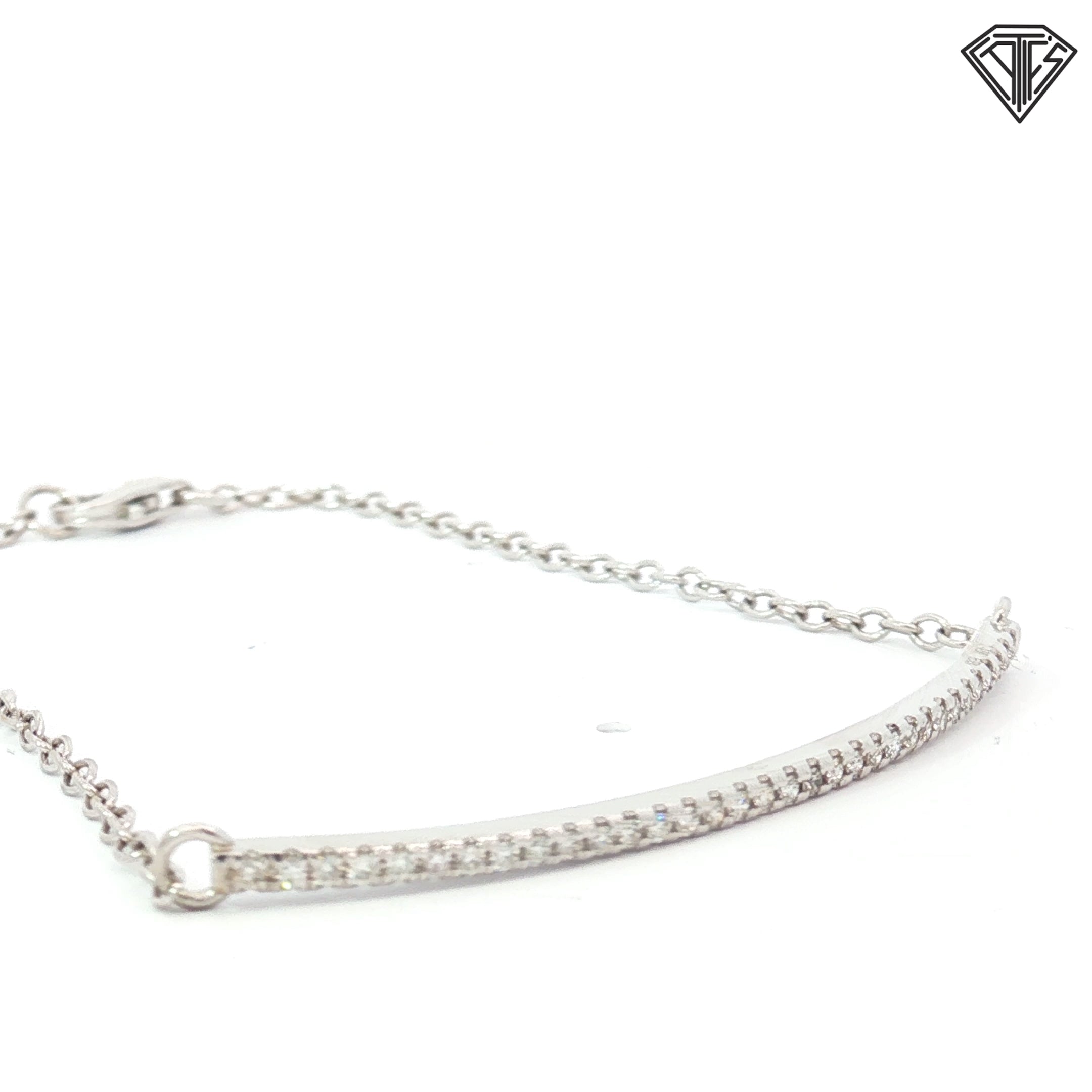 14k White Gold .30ct G SI1 Round Diamond Bar Bracelet