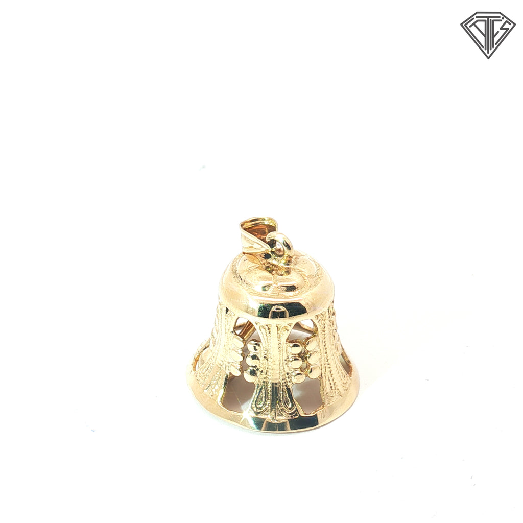 14k Yellow Gold Vintage 3-D Bell Charm with a moving Clapper inside 4.5 gram
