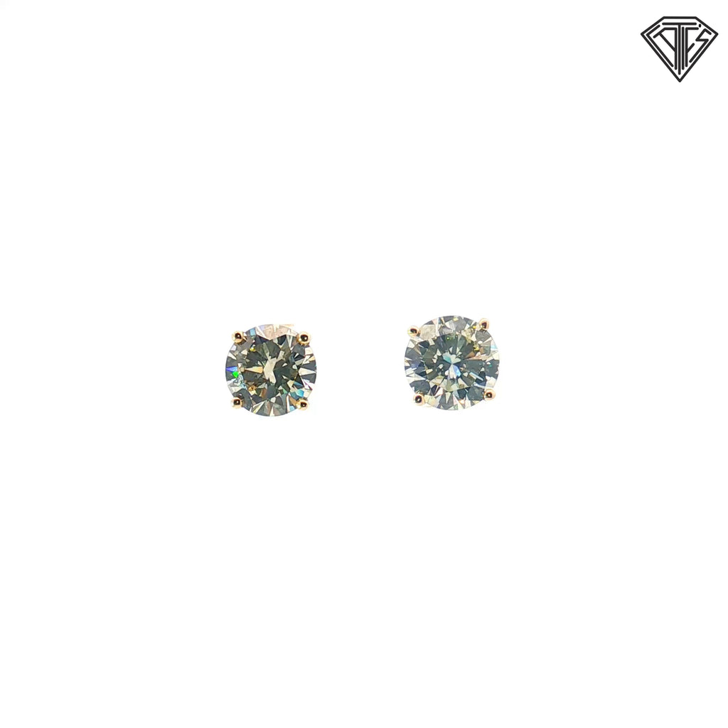 14k Yellow Gold 5.33ct K VS2/ SI2 Round Diamond Stud Earrings