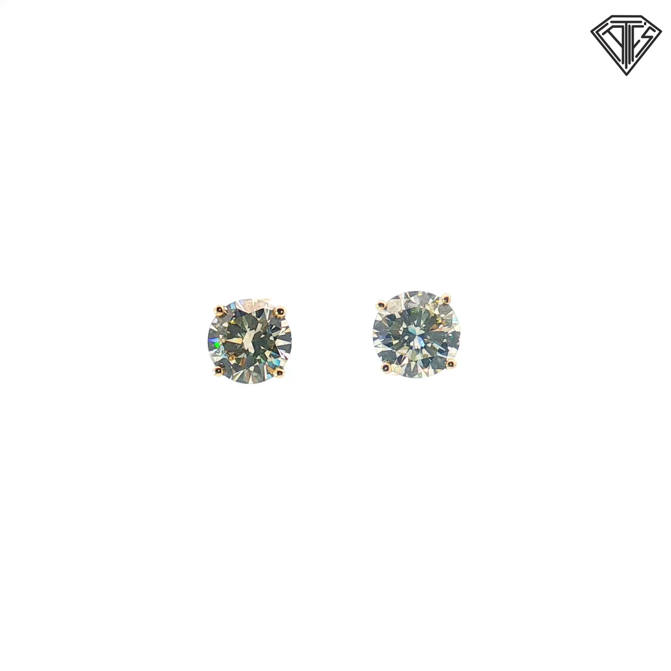 14k Yellow Gold 5.33ct K VS2/ SI2 Round Diamond Stud Earrings