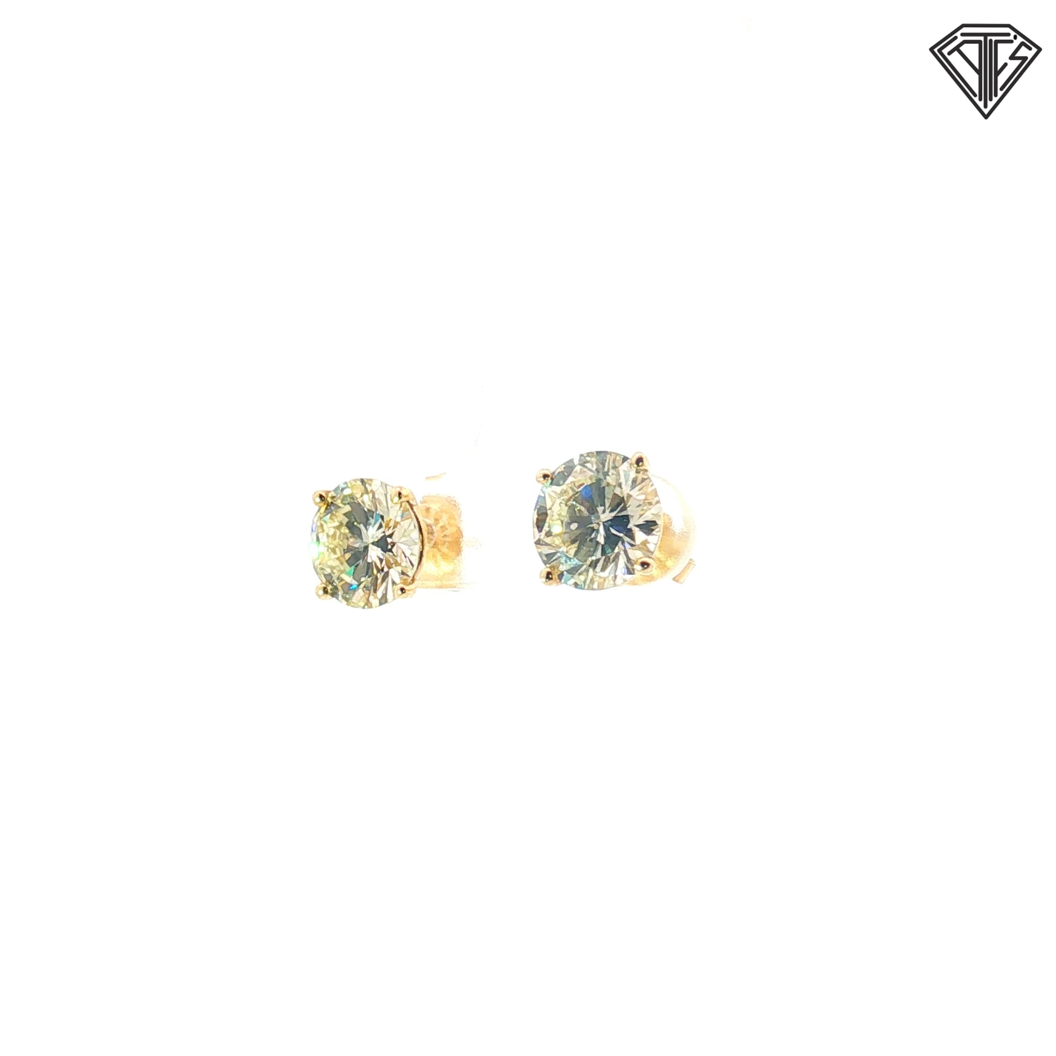 14k Yellow Gold 5.33ct K VS2/ SI2 Round Diamond Stud Earrings
