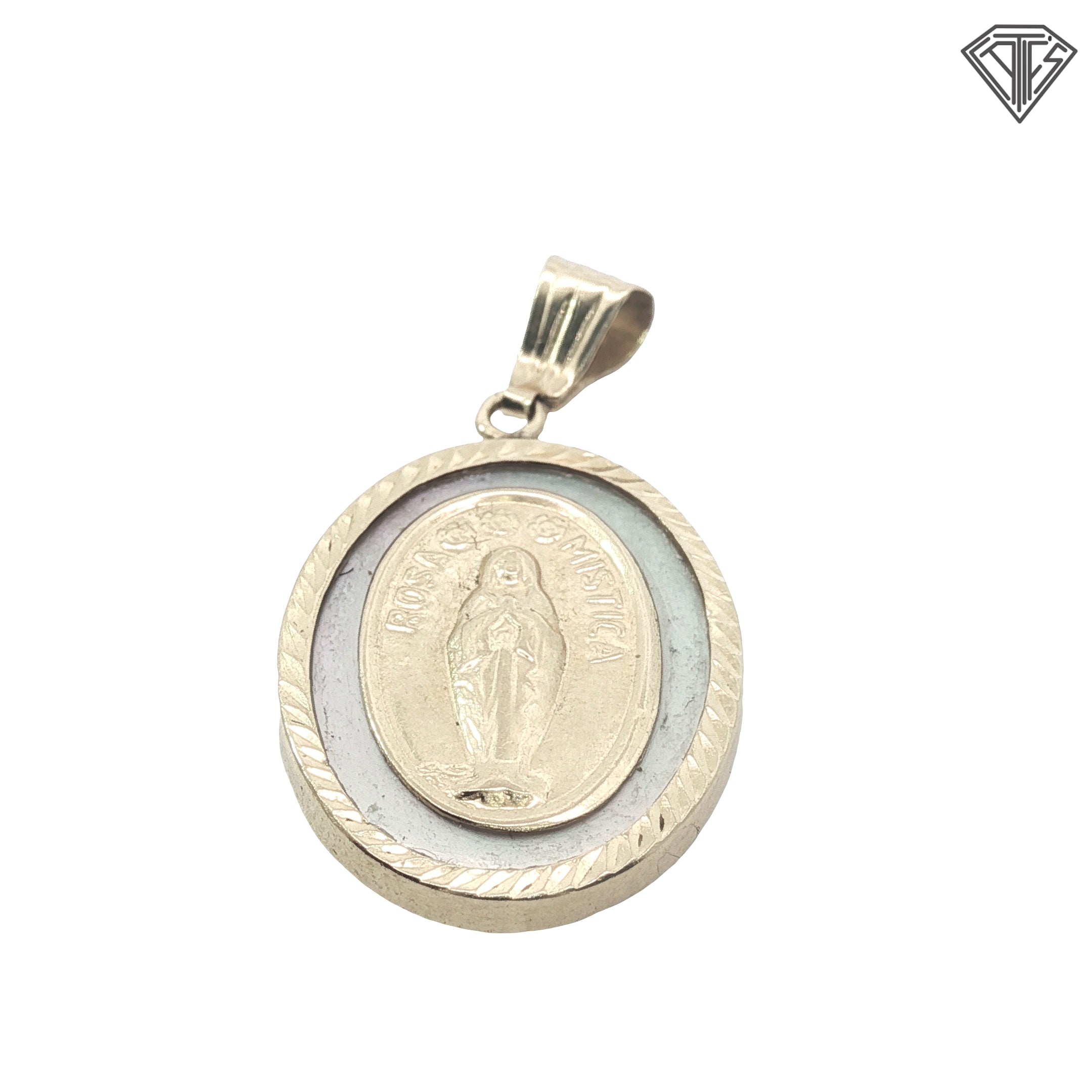 18k Yellow Gold with Mother of Pearl Rose Mistica Pendant