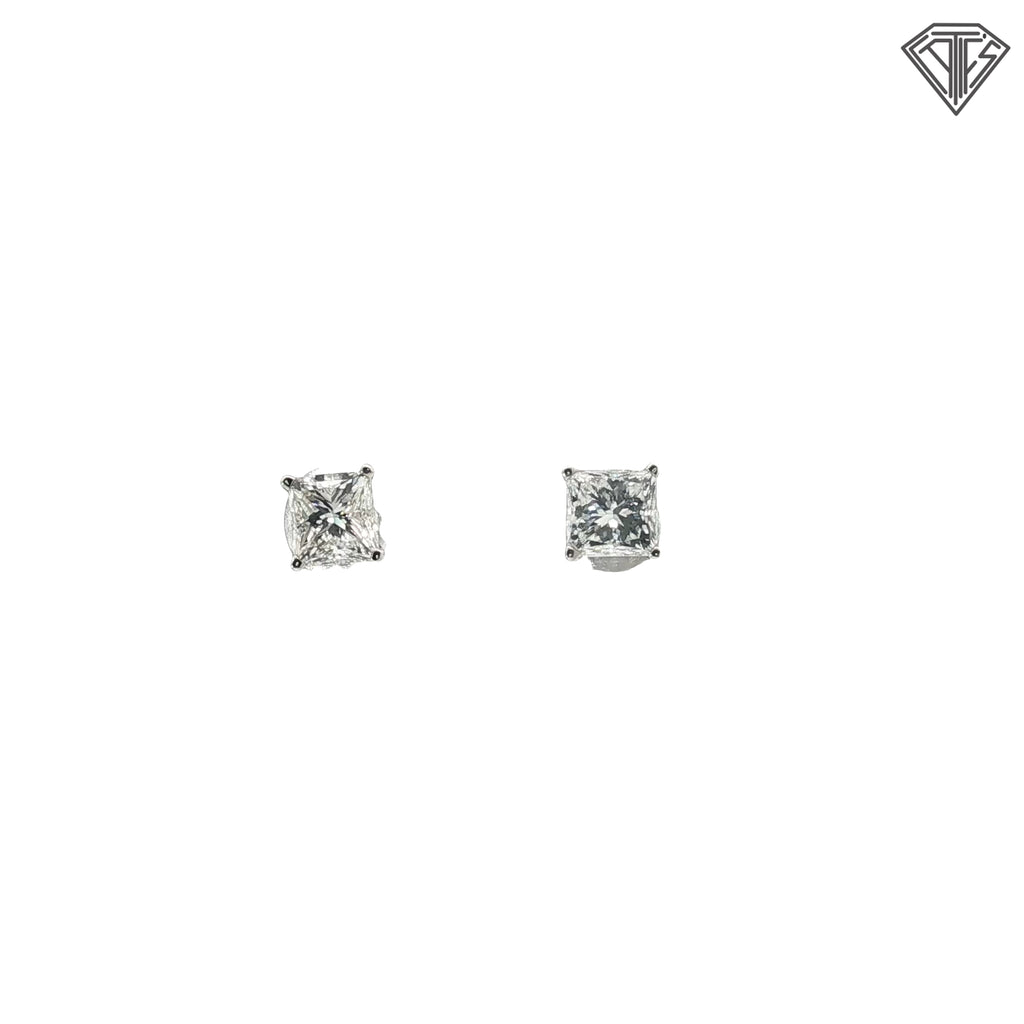14k White Gold 2.00ct H/ I SI1/ SI2 Princess Cut Stud Earrings