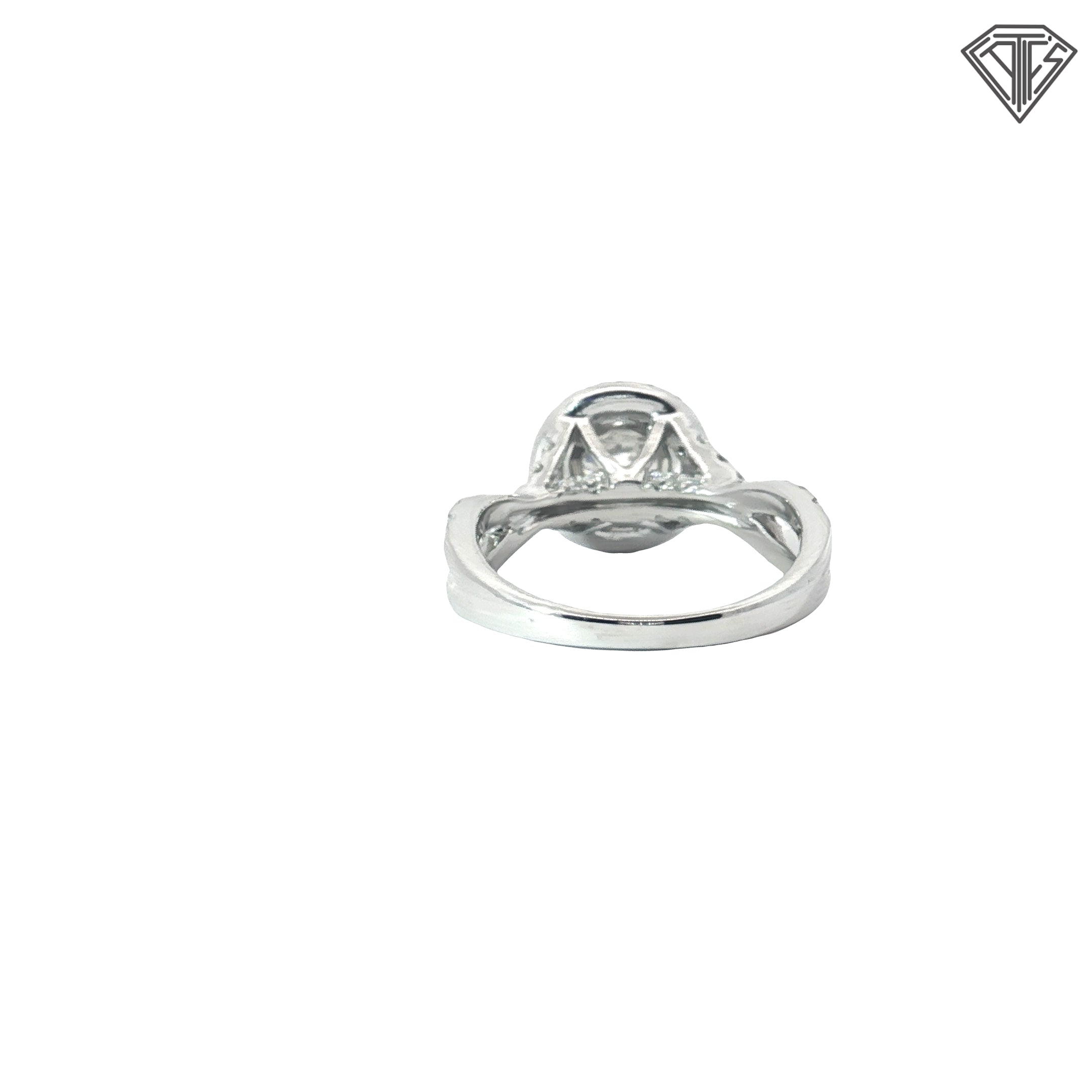 14k White Gold 1.50ct J SI2 Round Diamond /.50ct G VS2 Round Diamond Twisted Shank and Halo Engagement Ring Certified By Gia #2181741551