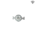 14k White Gold 1.50ct J SI2 Round Diamond /.50ct G VS2 Round Diamond Twisted Shank and Halo Engagement Ring Certified By Gia #2181741551