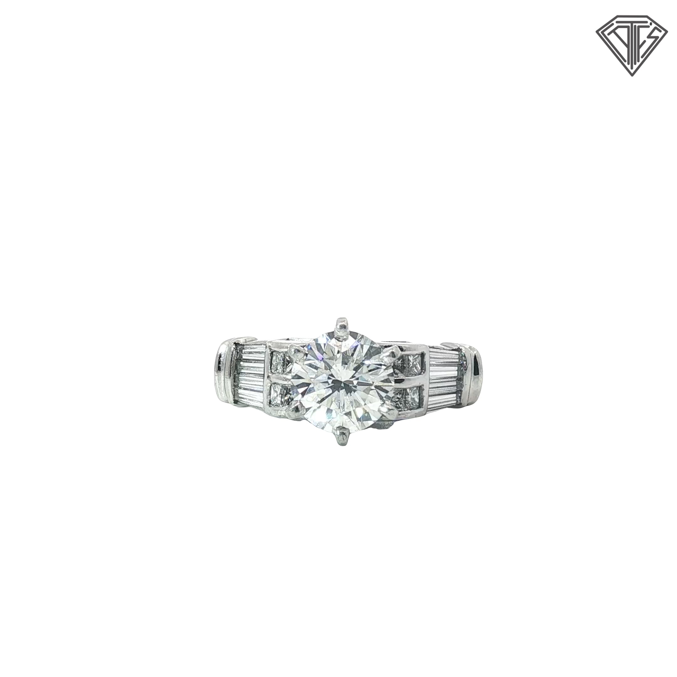 Platinum 1.22ct I SI1 Round and Baguette Diamond Engagement / 1.00ct G SI1 Round Wedding Band Set  Size 5 Certified By GIA # 11044843