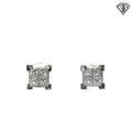 14k White Gold 1.00ct SI1 Princess Cut Invisible Set Stud Earrings