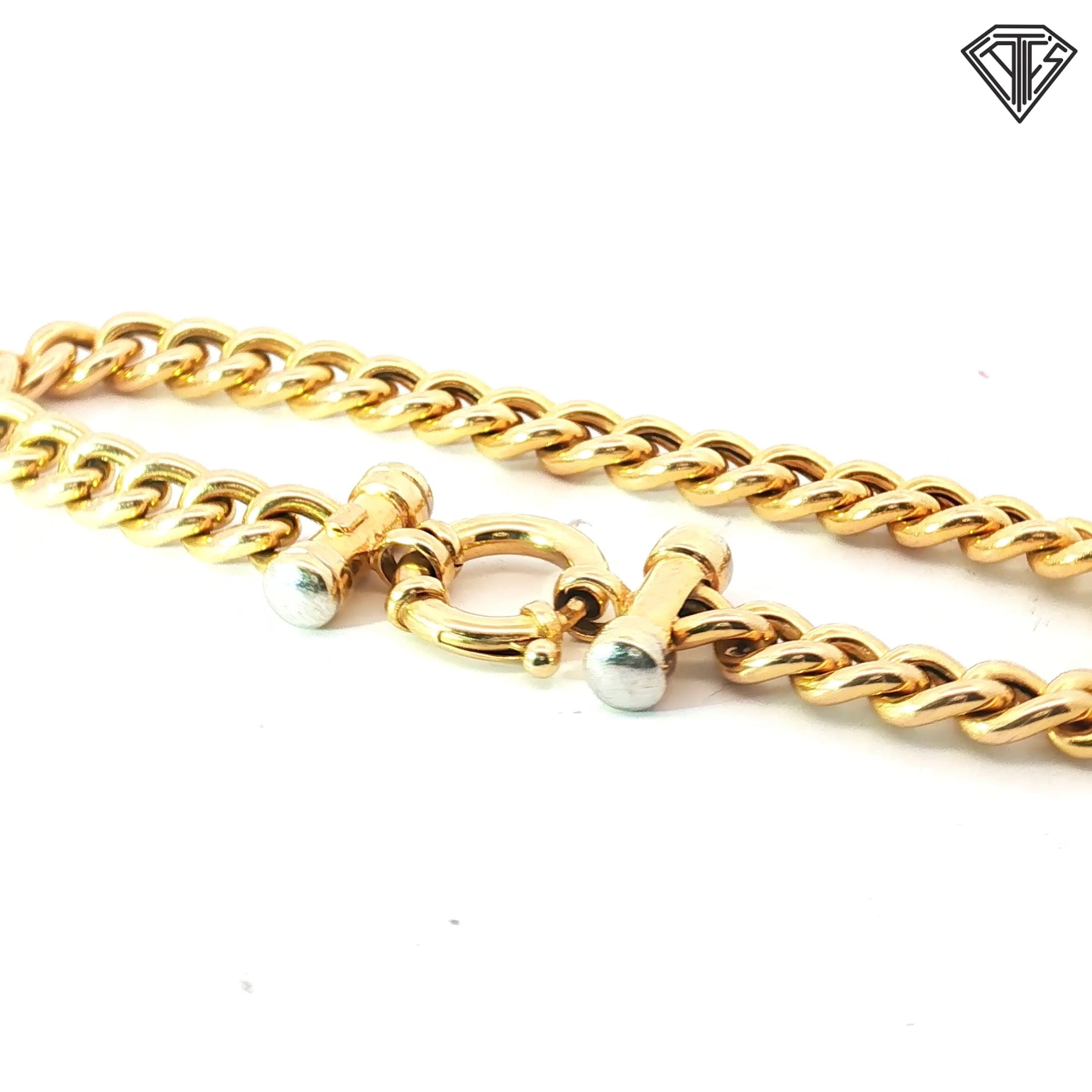 14k Two Tone Gold Italian Toggle Link with a Bolt Ring Style Clasp Bracelet 14.5 gram
