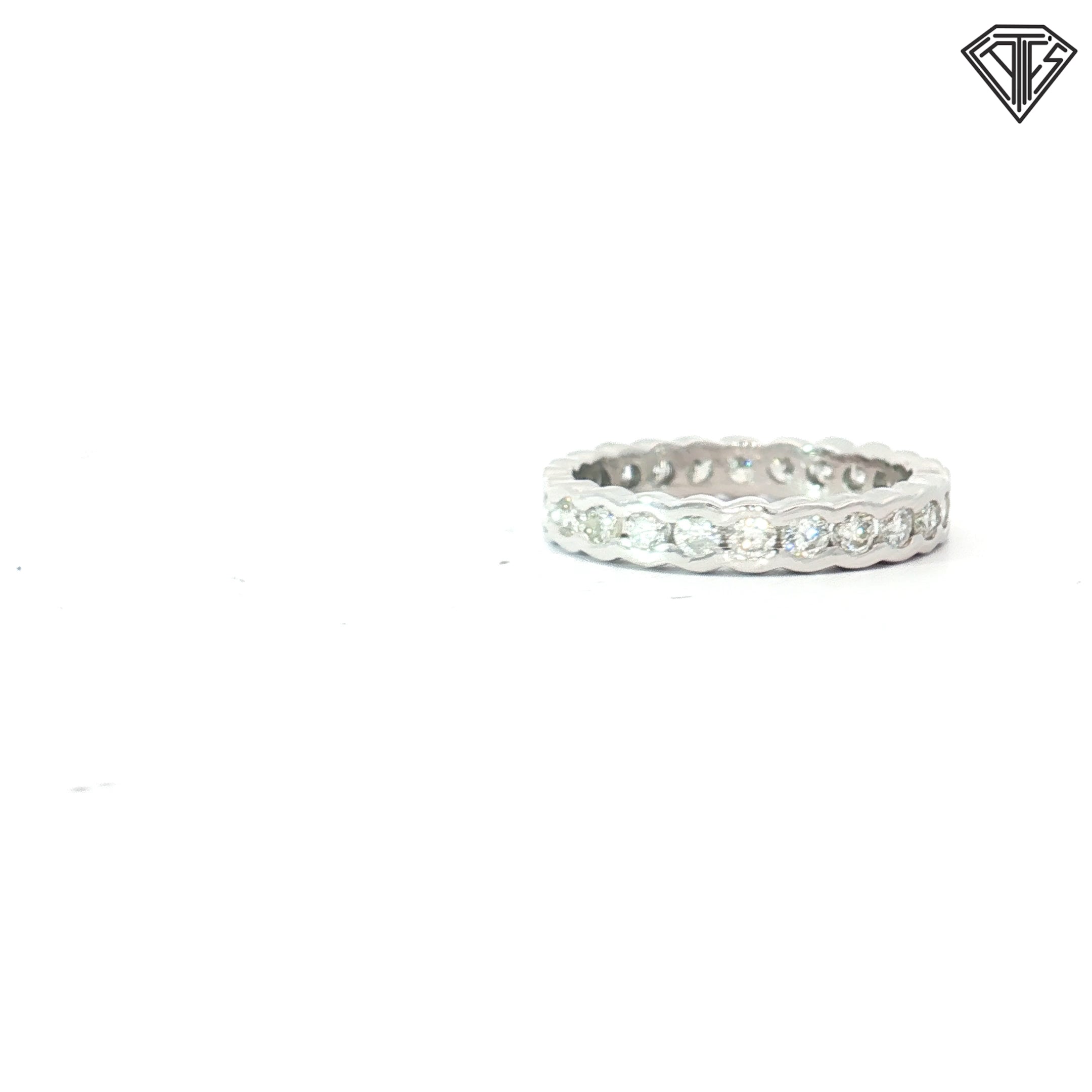 18k White Gold .75ct H SI1 Round Diamond Bezel Set Eternity Ring Size 5.5