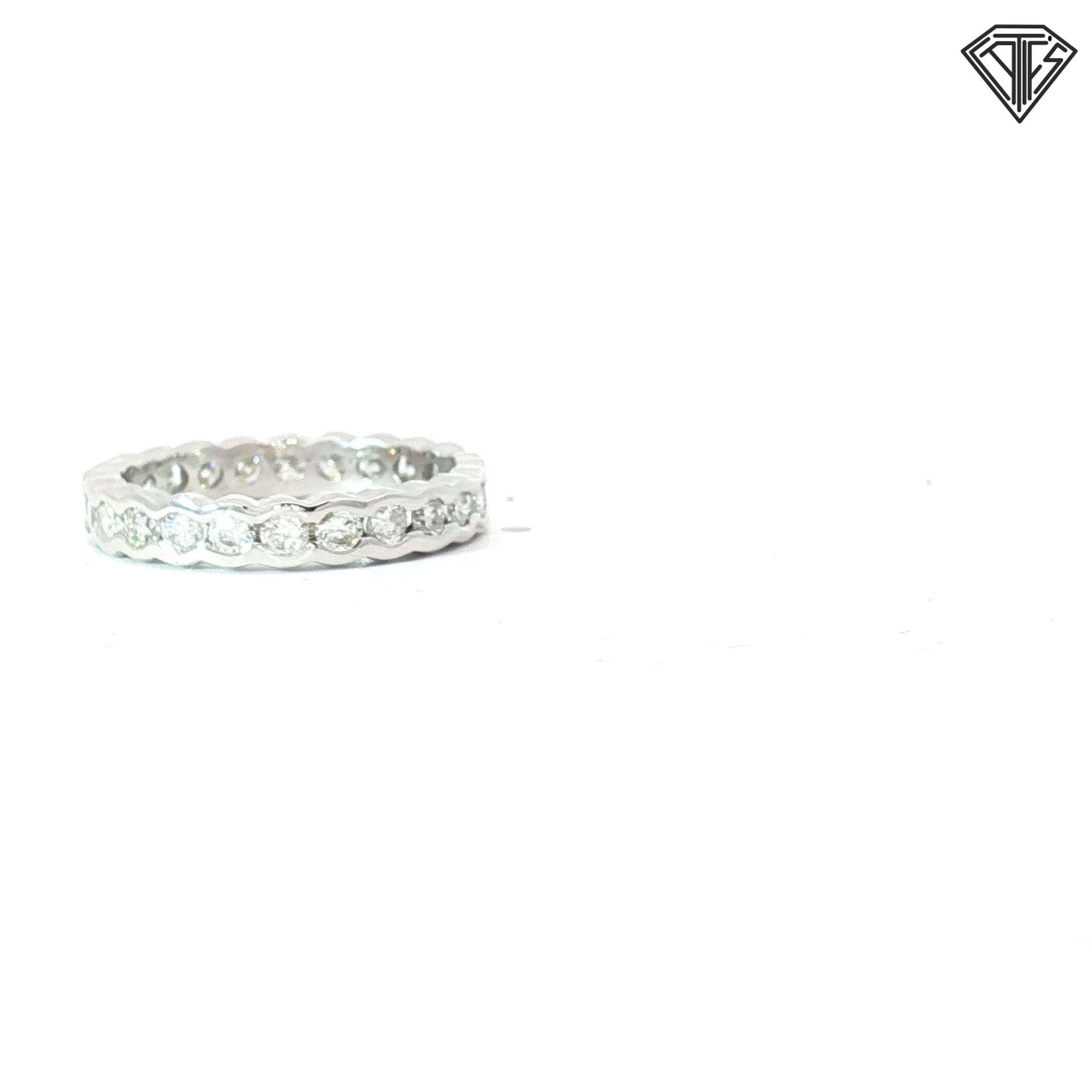 18k White Gold .75ct H SI1 Round Diamond Bezel Set Eternity Ring Size 5.5