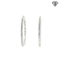14k White Gold 1.00ct G SI1 Round Diamond Inside/Out Hoop Earrings 1 1/2"  1.7mm
