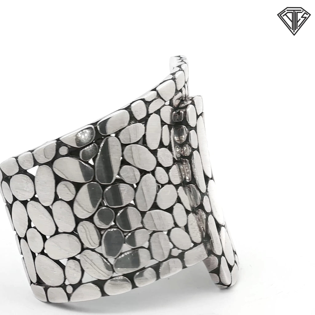 Pre-loved John Hardy Silver Kali Pebble Overlap Cuff Bracelet