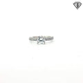 18k White Gold .91ct H SI1 Round Diamond / .58ct G VS2 Round Pave Diamond with Under Halo Engagement  Ring Size 5 Certified By GIA # 2155373353
