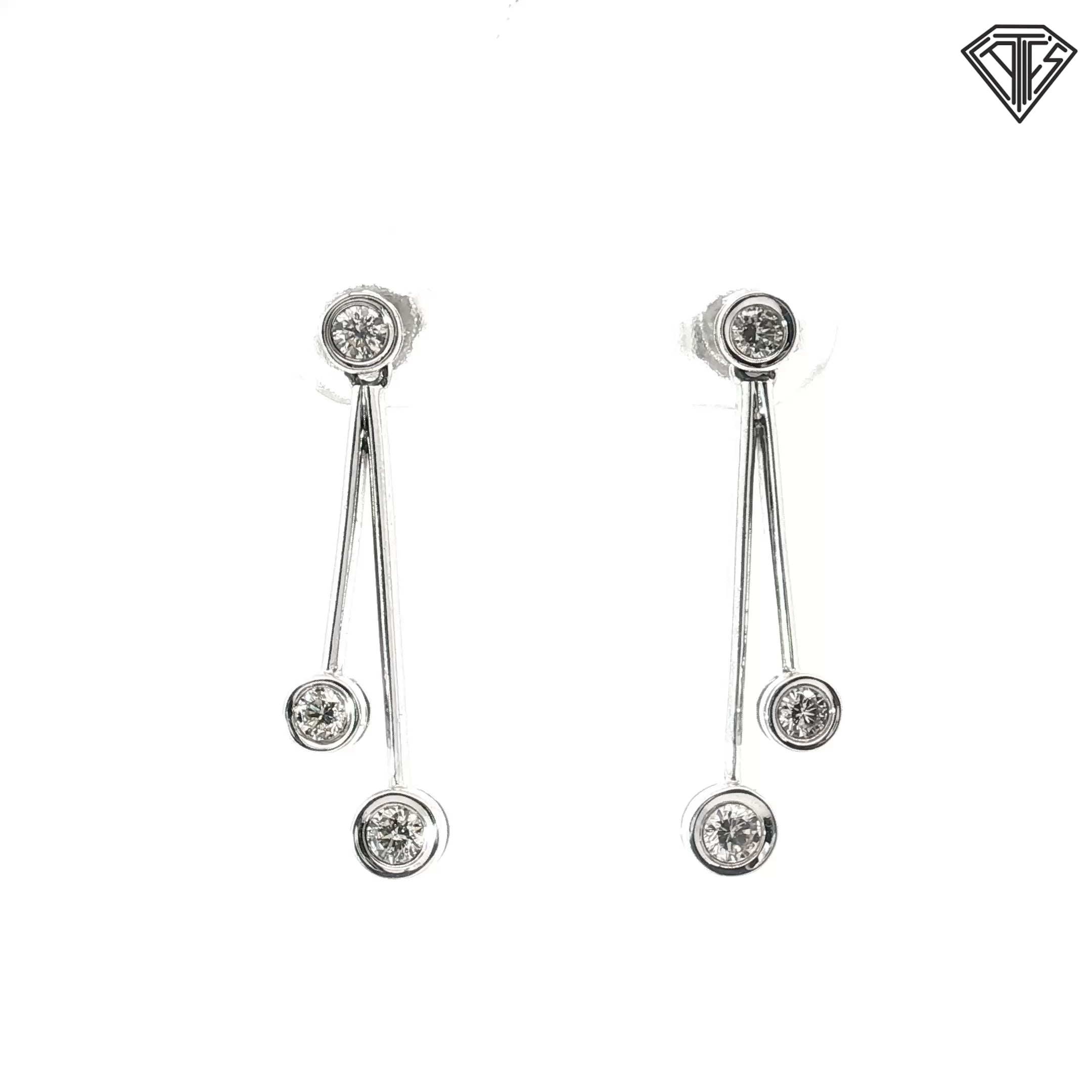 14k White Gold .20ct G SI1 Round Diamond Dangle Earrings