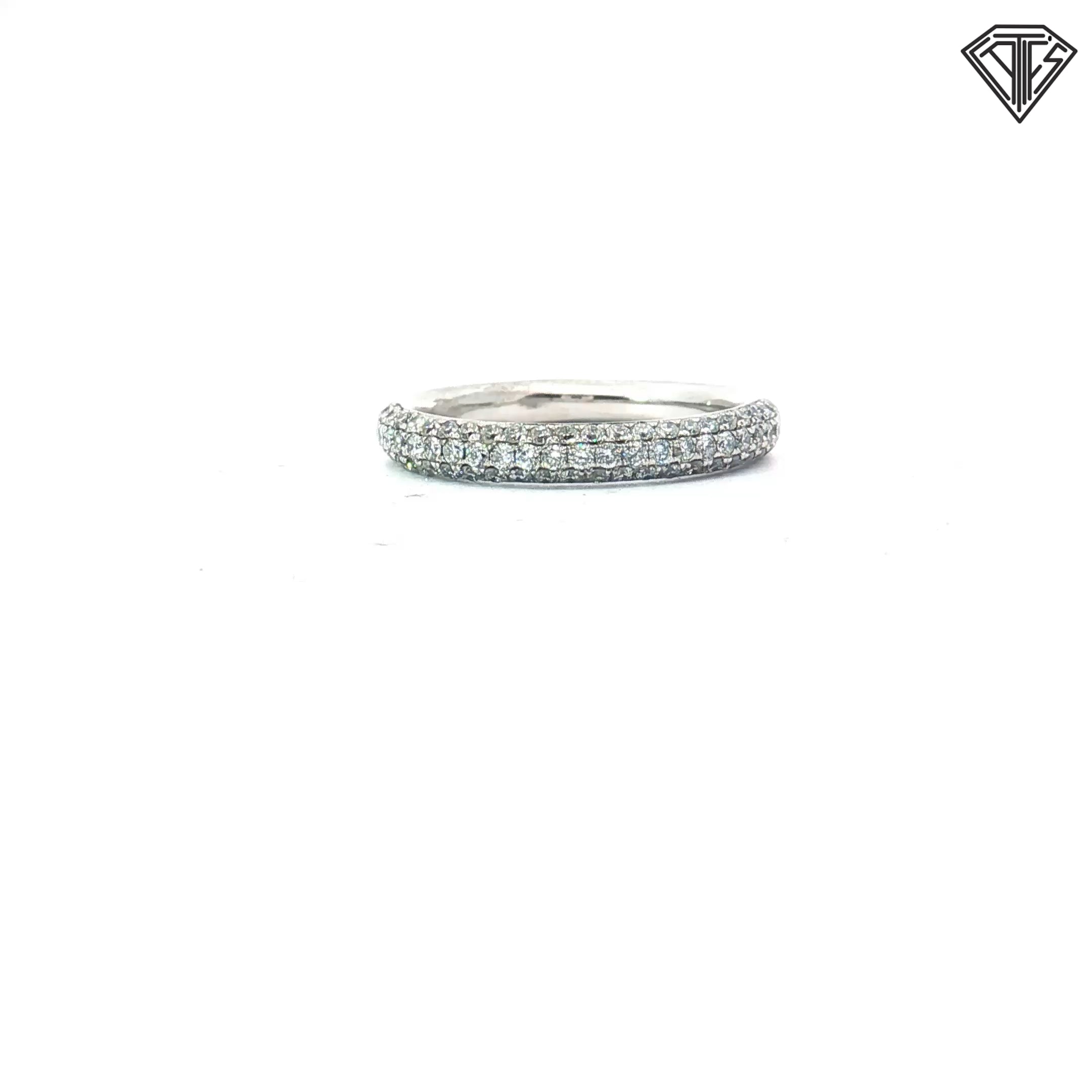 18k White Gold .75ct G VS2 Round Diamond Puffed Pave Wedding Band Size 5
