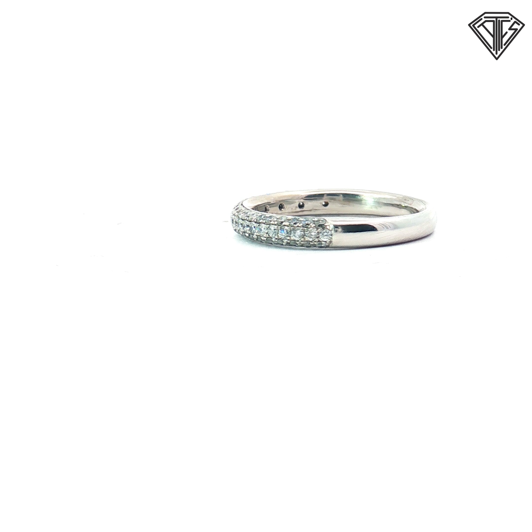 18k White Gold .75ct G VS2 Round Diamond Puffed Pave Wedding Band Size 5