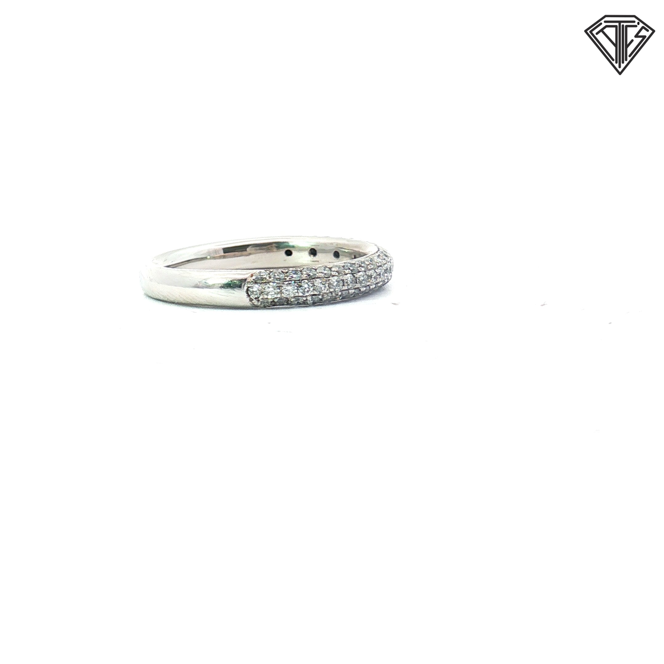 18k White Gold .75ct G VS2 Round Diamond Puffed Pave Wedding Band Size 5