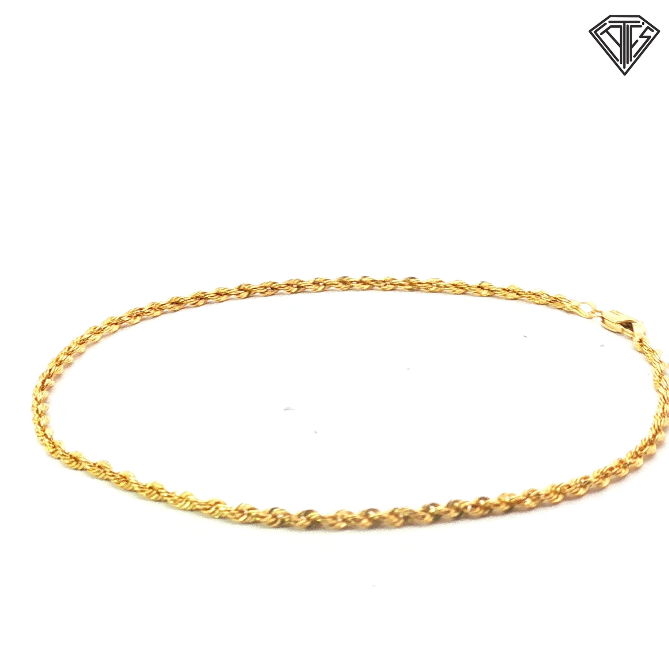 10k Yellow Gold Rope Anklet 10"inch