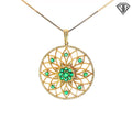 14k Yellow Gold 1.00ct Round Emerald /.50ct F VS1 Round Diamond Pendant 10.7 gram