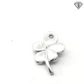 10k White Gold Clover Leaf with One Round Diamond Charm