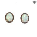 14k Yellow Gold 7x5 Oval Opal/ with Halo .25ct G SI1 Round Diamond Stud Earrings