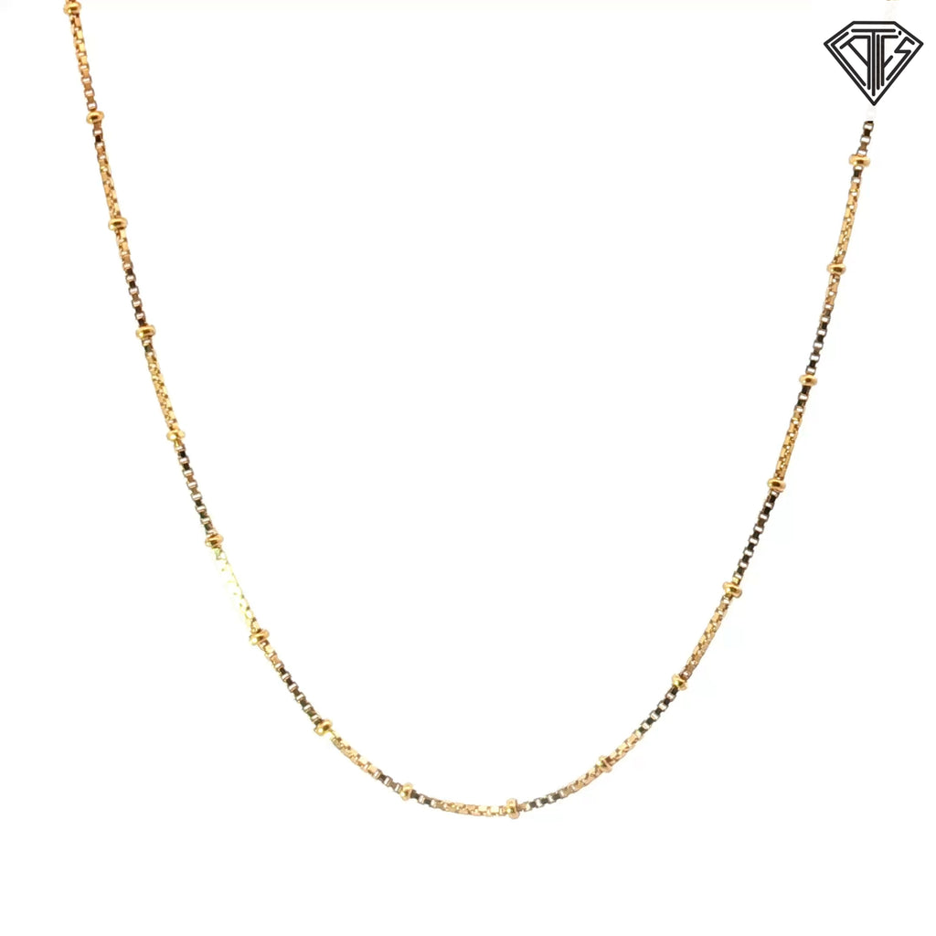18k Yellow Gold Thin Bead Necklace 3.4 gram 18"inch