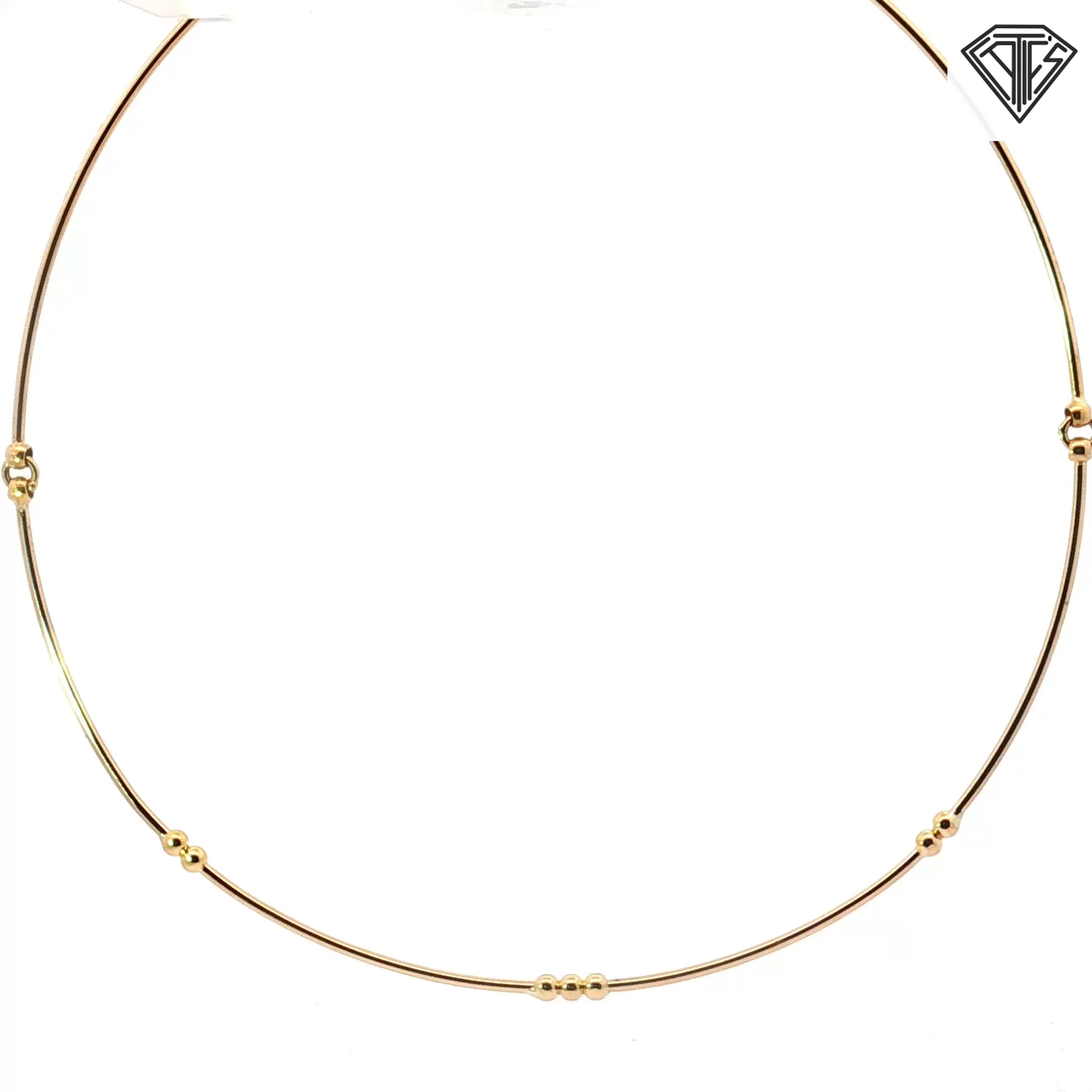 18k Yellow Gold Bar Choker Necklace 8.6 gram