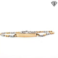 18k Tri-Two Beaded ID Bracelet 7"inch 4.7 gram