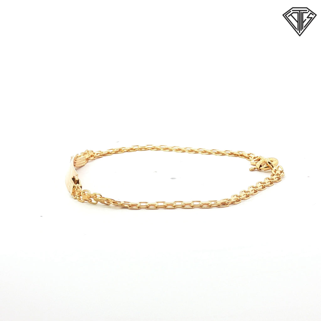 18k Yellow Gold Barrel Link ID Bracelet 4.3 gram 7"inch