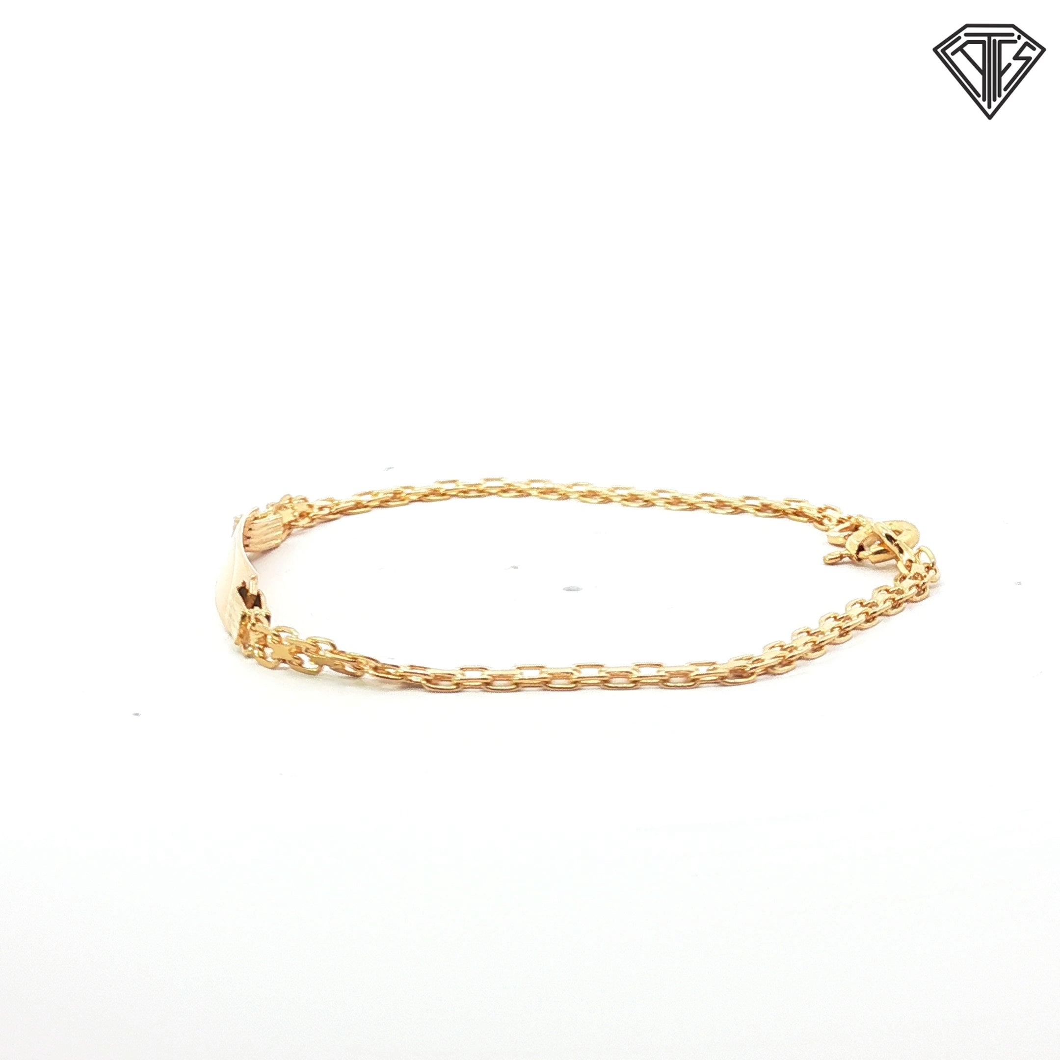 18k Yellow Gold Barrel Link ID Bracelet 4.3 gram 7"inch