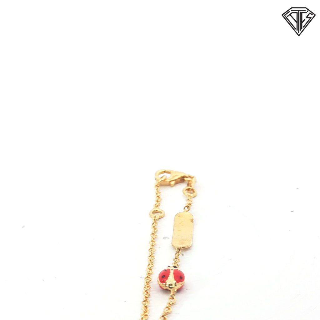 18k Yellow Gold Baby ID Bracelet with a Lady Bug 2.4 gram 5 1/2"inch