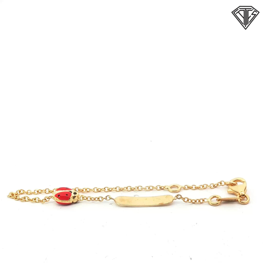 18k Yellow Gold Baby ID Bracelet with a Lady Bug 2.4 gram 5 1/2"inch